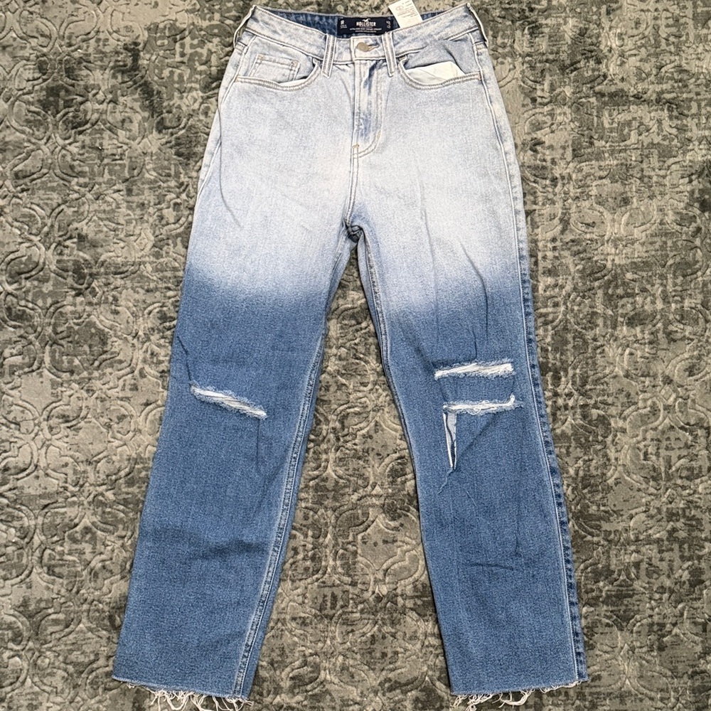 Hollister Ultra High Dipped Dye Ripped Vintage Straight Jeans